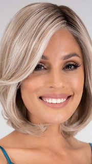 UPSTAGE by RAQUEL WELCH in RL19/23SS SHADED BISCUIT | Light Ash Blonde Evenly Blended with Cool Platinum Blonde with Dark Roots