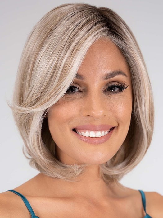 UPSTAGE by RAQUEL WELCH in RL19/23SS SHADED BISCUIT | Light Ash Blonde Evenly Blended with Cool Platinum Blonde with Dark Roots