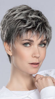 YOKO by Ellen Wille in SALT/PEPPER ROOTED 39.60.44 | Darkest and Dark Brown with Grey and Pearl White Blend and Shaded Roots