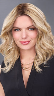 EASIPART MEDIUM 12" by Jon Renau in 12FS8 SHADED PRALINE | Medium Natural Gold Blonde, Light Gold Blonde, Pale Natural Blonde Blend, Shaded with Dark Brown