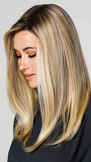 EASIPART MEDIUM 18" by Jon Renau in 12FS8 SHADED PRALINE | Light Gold Blonde and Pale Natural Blonde Blend, Shaded with Dark Brown