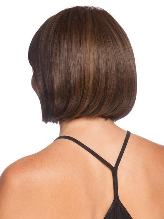 Longer layers at the crown blend with the shorter nape which creates a traditional bob | Color: Medium Brown