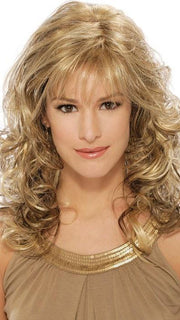 Estetica Felicity : Back View | Color R12/26CH (Light Brown with Golden Blonde Chunky Highlights)n Blonde Chunky Highlights)