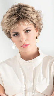 CHARME by Ellen Wille in TOBACCO-ROOED | Medium Brown base with Light Golden Blonde highlights and Light Auburn lowlights and Dark Root