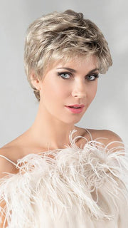 GALA by Ellen Wille in SANDY-BLONDE-ROOTED 24.14.16 | Medium Honey Blonde, Light Ash Blonde, and Lightest Reddish Brown Blend with Dark Roots