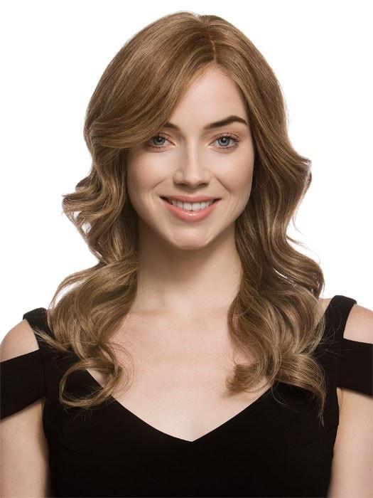 CASCADE by Ellen Wille in BERNSTEIN MIX | Light Brown Base with Subtle Light Honey Blonde and Light Butterscotch Blonde Highlights  (This piece has been styled and curled)