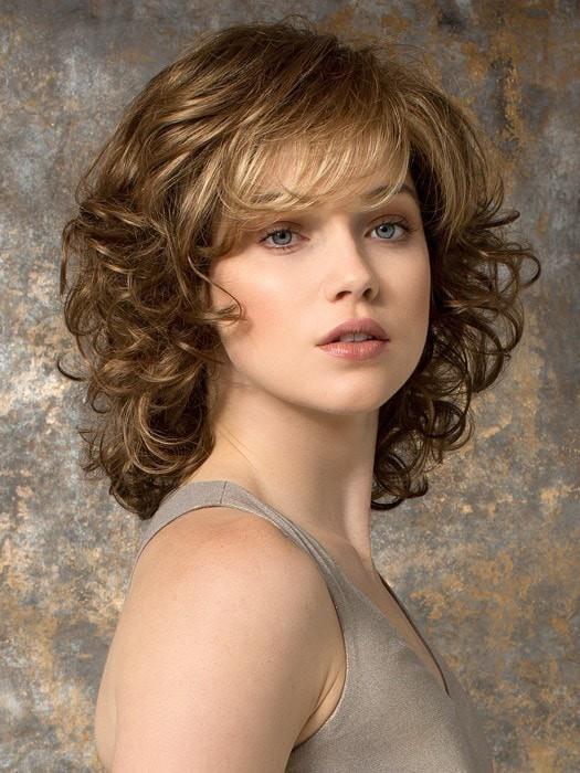 CAT by Ellen Wille in TOBACCO ROOTED | Medium Brown Base with Light Golden Blonde Highlights and Light Auburn Lowlights and Dark Roots