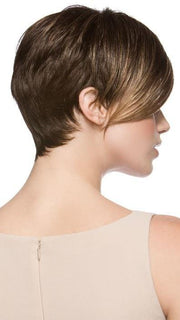 This wig features a monofilament left-side part