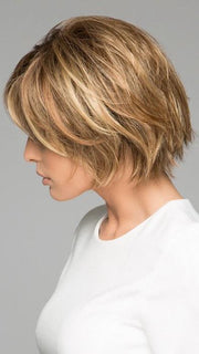 LIGHT BERNSTEIN ROOTED | Light Auburn, Light Honey Blonde, and Light Reddish Brown Blend and Dark Roots