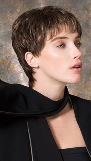 GINGER MONO by Ellen Wille in COFFEE MIX | Medium to Dark Brown base with Honey Blonde highlights on the top only, darker nape