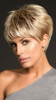GO LACE by Ellen Wille in SANDY BLONDE ROOTED | Medium Honey Blonde, Light Ash Blonde, and Lightest Reddish Brown Blend with Dark Roots