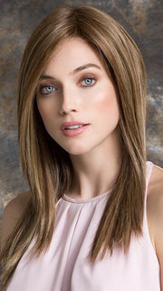 ILLUSION by Ellen Wille in BERNSTEINE ROOTED | Light Brown Base with Subtle Light Honey Blonde and Light Butterscotch Blonde Highlights and Dark Roots