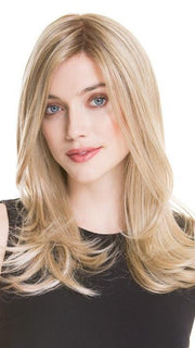 ILLUSION by Ellen Wille in CHAMPAGNE ROOTED | Light Beige Blonde,  Medium Honey Blonde, and Platinum Blonde Blend with Dark Roots	