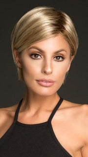 JAVA by Ellen Wille in CHAMPAGNE ROOTED | Light Beige Blonde,  Medium Honey Blonde, and Platinum Blonde Blend with Dark Roots