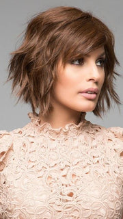 MOOD by Ellen Wille in CHOCOLATE MIX | Medium to Dark Brown Base with Light Reddish Brown Highlights  (This piece has been styled and curled)