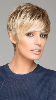 POINT by Ellen Wille in CHAMPAGNE ROOTED | Light Beige Blonde,  Medium Honey Blonde, and Platinum Blonde Blend with Dark Roots