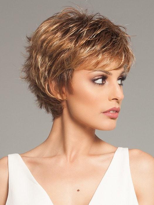 Shorter bang can be worn forward or pushed to the side 