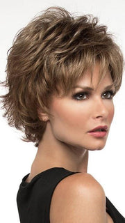 ALYSSA Wig by Envy in GOLDEN NUTMEG | Medium Brown roots with overall Warm Cinnamon base and Golden Blonde hightlights