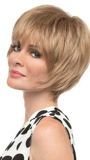 Cassandra by Envy | A flattering short style with tons of face framing fringe. | Color: Dark Blonde