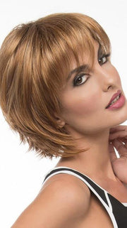 DELANEY Wig by Envy in CREAMED COFFEE | Medium Brown roots and base with Cinnamon and Golden Blonde highlights