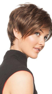 SHARI by Envy in AMARETTO CREAM | Dark Brown roots with overall Medium Brown base with Honey Blonde highlights