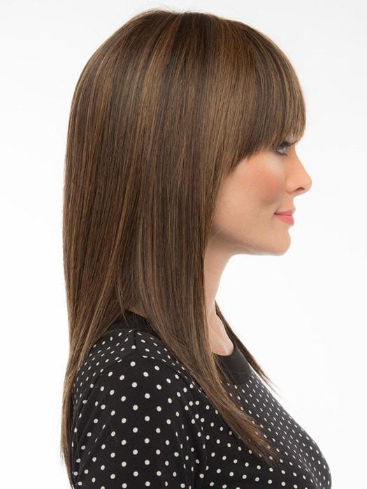 TARYN by Envy | Human Hair/ Synthetic Blend Wig with a Monofilament Top (shown in Medium Brown)