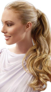 Color R14/88H = Golden Wheat: A Medium Blonde Streaked With Pale Gold Highlights | Long Wave Pony by hairdo