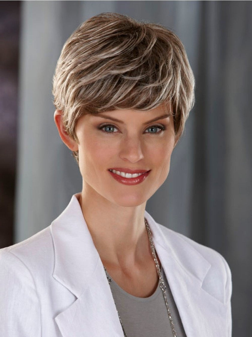 Color 37 = GREY WITH 60% LIGHT BROWN ON TOP GRADUALLY DARKENING TO MEDIUM BROWN WITH 30% GREY ON THE NAPE | Josie by Henry Margu