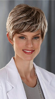Color 37 = GREY WITH 60% LIGHT BROWN ON TOP GRADUALLY DARKENING TO MEDIUM BROWN WITH 30% GREY ON THE NAPE | Josie by Henry Margu