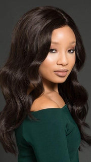 OBSESSION by Ellen Wille in ESPRESSO MIX |  Darkest Brown Base with a Blend of Dark Brown and Warm Medium Brown throughout  (This piece has been styled and curled)