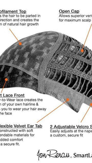 Smart Lace Front | Virtually undetectable sheer lace front, see cap construction chart for more details