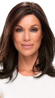 Jon Renau MIRANDA Wig in 1BRH30 CHOCOLATE PRETZEL | Soft Black with 33% Gold-Red Highlights