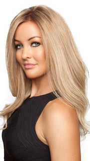 BLAKE ELITE by Jon Renau in 27T613S8 | Medium Natural Red-Gold Blonde and Pale Natural Gold Blonde Blend and Tipped, Shaded with Medium Brown (This piece has been styled and curled)