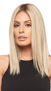 GWYNETH by Jon Renau in 12FS8 SHADED PRALINE | Light Gold Brown, Light Natural Gold Blonde and Pale Natural Gold-Blonde Blend, Shaded with Medium Brown (This piece has been styled and straightened)