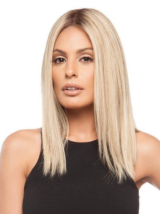 GWYNETH by Jon Renau in 12FS8 SHADED PRALINE | Light Gold Brown, Light Natural Gold Blonde and Pale Natural Gold-Blonde Blend, Shaded with Medium Brown (This piece has been styled and straightened)