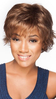 This synthetic wig is pre-styled with flipped layers and is ready-to-wear out of the box