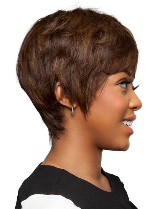 Great short semi down curl hairstyle with a tapered nape & made with 100% human hair.