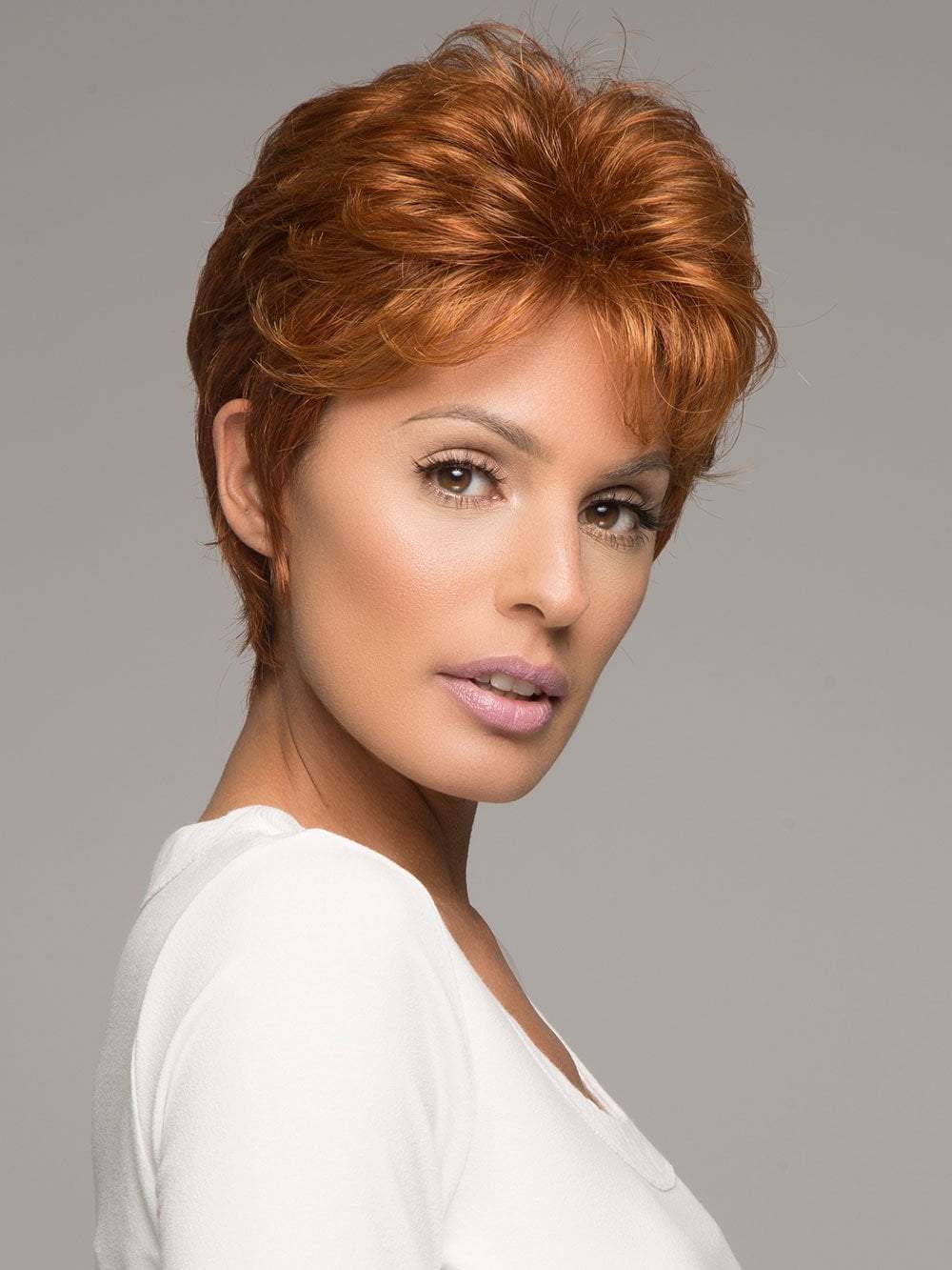 WHISPER by RAQUEL WELCH in R28S GLAZED FIRE | Fiery Red with Bright Red Highlight on Top
