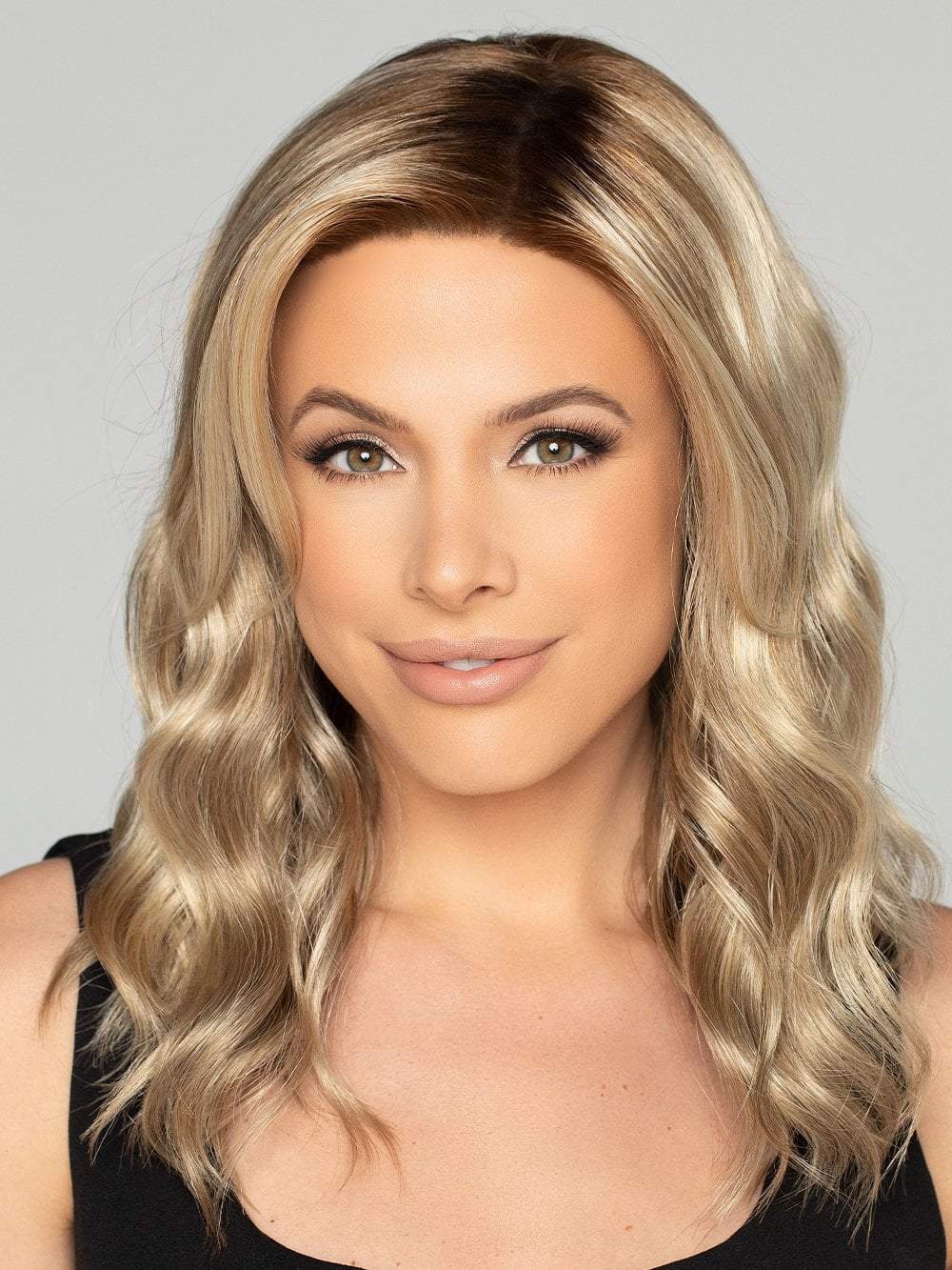 JOY by WigPro in 12-HS8 | Light Golden Brown blended with Medium Golden Blonde and Chestnut Brown Roots