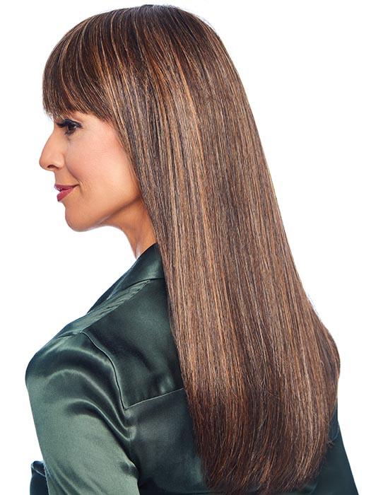 Bangs are optional and can be worn swept away from the face