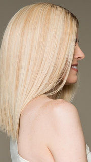 GWYNETH by JON RENAU in FS24/102S12 LAGUNA BLONDE | Light Natural Gold Blonde with Pale Natural Gold Blonde bold highlights, Shaded with Light Gold Brown
