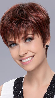 PIXIE by ELLEN WILLE in HOT FLAME ROOTED | Bright Cherry Red and Dark Burgundy mix with Dark Roots