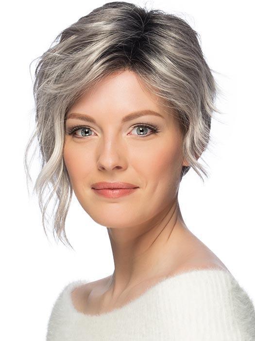 RYAN by ESTETICA in CHROMERT1B | Gray & White With 25% Medium Brown Blend & Off-Black Roots