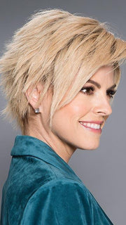 XELA by ELLEN WILLE in CHAMPAGNE ROOTED | Light Beige Blonde, Medium Honey Blonde, and Platinum Blonde blend with Dark Roots