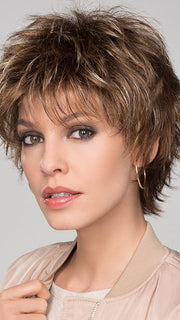 CLICK by ELLEN WILLE in TOBACCO-MIX | Medium Brown base with Light Golden Blonde highlights and Light Auburn low lights