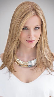SANDY-BLONDE-ROOTED | Medium Honey Blonde, Light Ash Blonde, and Lightest Reddish Brown blend with Dark Roots