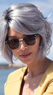 EDEN by NORIKO in SMOKY-GRAY-R | Medium Gray with silver highlights and blue undertones with Dark Roots