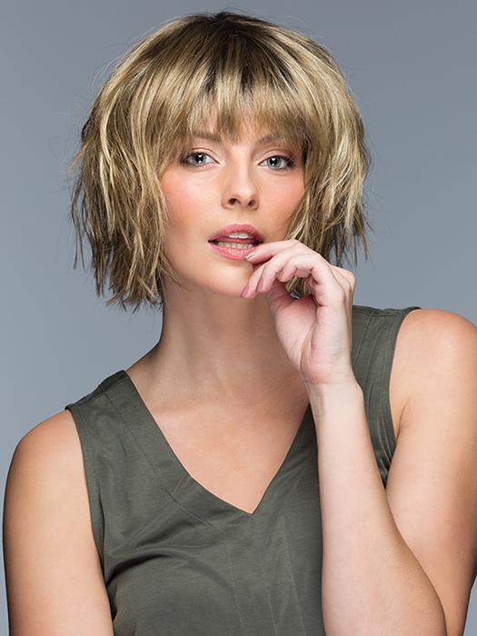 HOLLAND by Estetica in RH12/26RT4 | Light Brown with Chunky Golden Blonde Highlights and Dark Brown Roots