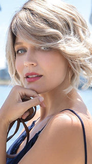 EDEN by NORIKO in MELTED MARSHMALLOW | Subtly warm dark sandy blonde blend with medium brown roots and light ash blonde tips and highlights