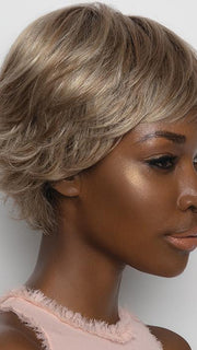 ALBEE by RENE OF PARIS in SUGAR-CANE-R | Platinum Blonde and Strawberry Blonde with a blended base with Light Auburn highlight with Medium Brown Roots